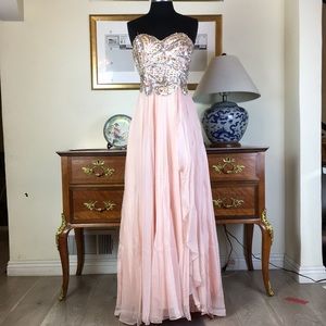 Sweetheart rhinestone bodice formal prom dress